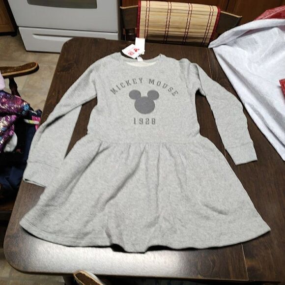 New Disney UniQlo Gray Mickey Sweat Dress Size Girl's 11 - Picture 1 of 2